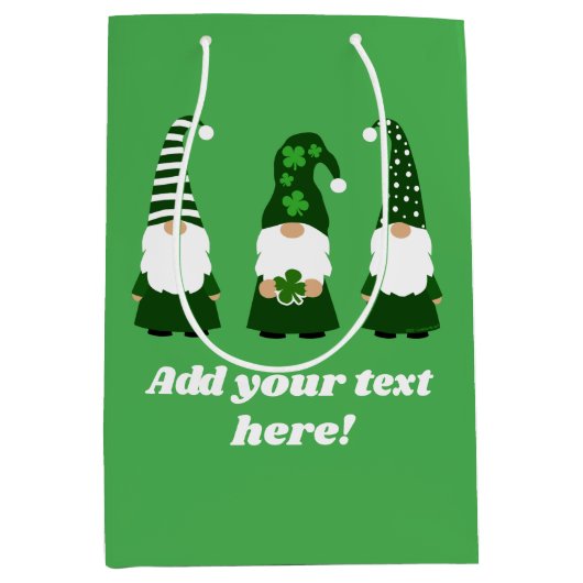 St Patricks Day Gnomes Schattig Gepersonaliseerd Medium Cadeauzakje (Voorkant)