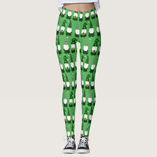 St Patricks Day Gnomes Schattig Groen Leggings (Voorkant)