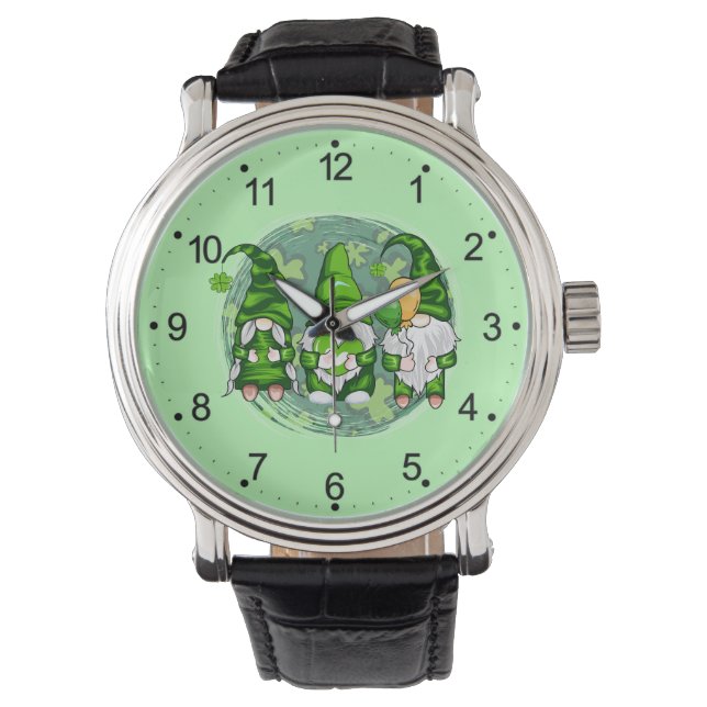 St. Patrick's Day Gnomes Shamrock Gnomes-54989 Horloge (Voorkant)