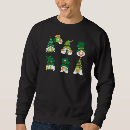 St Patricks Day Gnomes Shamrock Hoefijzer Beer Fla Trui (Voorkant)