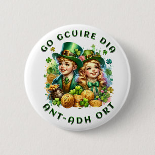 st Patrick's day   Go gcuire Dia an t-ádh ort Ronde Button 5,7 Cm