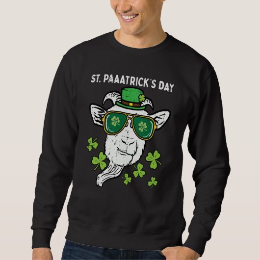 St Patricks Day Goat Head Saint Pattys Farmer Men Trui (Voorkant)