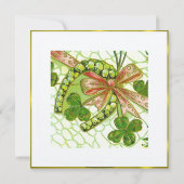 St. Patrick's Day - Gold Celtic Knot Invitation Kaart (Achterkant)