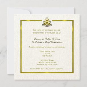 St. Patrick's Day - Gold Celtic Knot Invitation Kaart