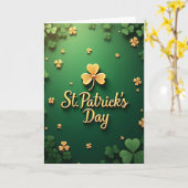 St Patricks Day Gold Clover Card Kaart (Gele Bloem)