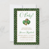 St. Patrick's Day Gold Green Shamrocks Baby shower Kaart (Voorkant)