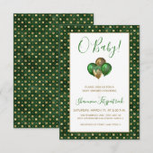 St. Patrick's Day Gold Green Shamrocks Baby shower Kaart (Voorkant / Achterkant)