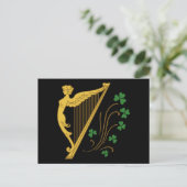 St Patrick's Day Gold Harp en Shamrocks Briefkaart (Staand voorkant)