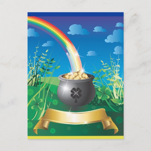 St. Patrick's Day Gold Rainbow Briefkaart (Voorkant)