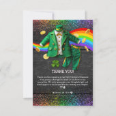 St. Patrick's Day Gold Rainbow Clover Baby shower Bedankkaart (Voorkant)
