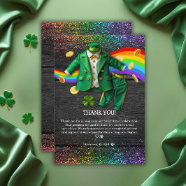St. Patrick's Day Gold Rainbow Clover Baby shower Bedankkaart