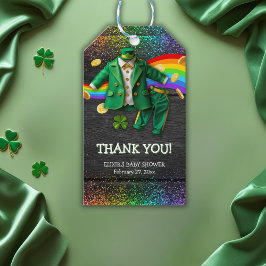 St. Patrick's Day Gold Rainbow Clover Baby shower Cadeaulabel