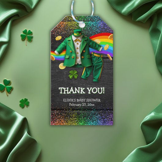 St. Patrick's Day Gold Rainbow Clover Baby shower Cadeaulabel
