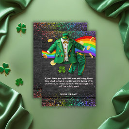 St. Patrick's Day Gold Rainbow Clover Baby shower Informatiekaartje