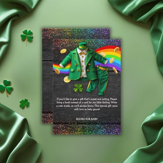 St. Patrick's Day Gold Rainbow Clover Baby shower Informatiekaartje