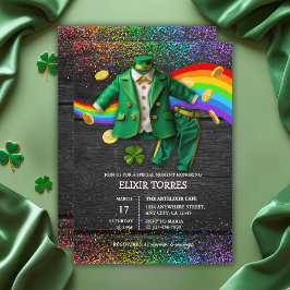 St. Patrick's Day Gold Rainbow Clover Baby shower Kaart