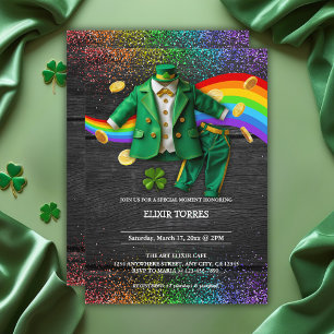 St. Patrick's Day Gold Rainbow Clover Baby shower Kaart