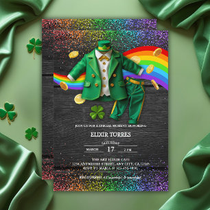 St. Patrick's Day Gold Rainbow Clover Baby shower Kaart