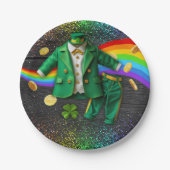 St. Patrick's Day Gold Rainbow Clover Baby shower Papieren Bordje (Voorkant)