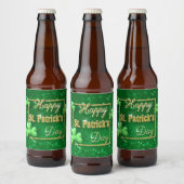 St. Patrick's Day Gold Shamrock Bier Etiket (Flessen)