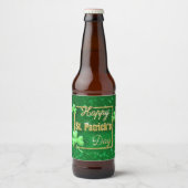 St. Patrick's Day Gold Shamrock Bier Etiket (Voorkant)