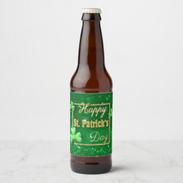 St. Patrick's Day Gold Shamrock Bier Etiket