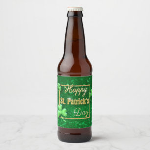 St. Patrick's Day Gold Shamrock Bier Etiket