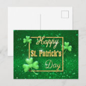 St. Patrick's Day Gold Shamrock Briefkaart (Voorkant / Achterkant)