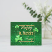 St. Patrick's Day Gold Shamrock Briefkaart (Staand voorkant)