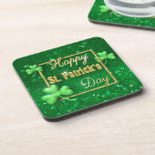 St. Patrick's Day Gold Shamrock Drankjes Onderzetter (Linkerzijde)