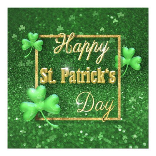 St. Patrick's Day Gold Shamrock Foto Afdruk (Voorkant)