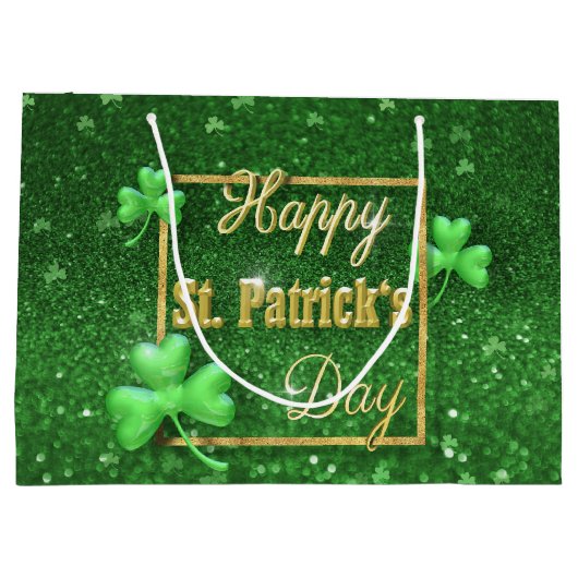 St. Patrick's Day Gold Shamrock Groot Cadeauzakje