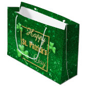 St. Patrick's Day Gold Shamrock Groot Cadeauzakje (Voorkant Gekanteld)