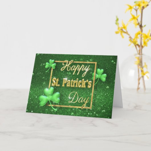 St. Patrick's Day Gold Shamrock Kaart (Gele Bloem)