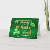 St. Patrick's Day Gold Shamrock Kaart (Voorkant)