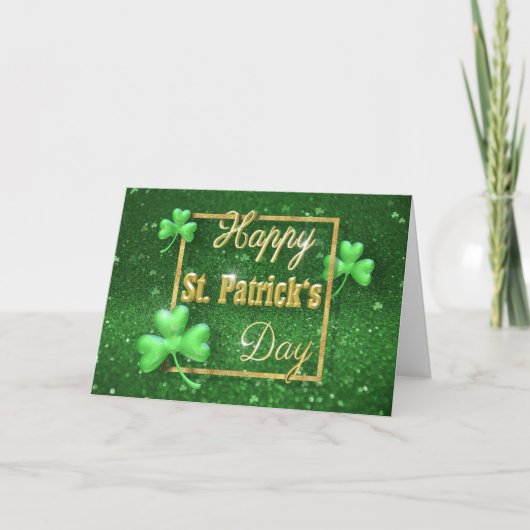 St. Patrick's Day Gold Shamrock Kaart (Voorkant)