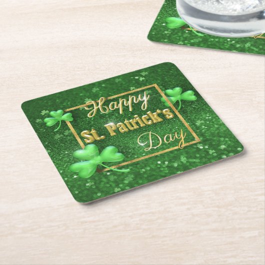 St. Patrick's Day Gold Shamrock Kartonnen Onderzetters (Schuin)