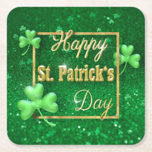 St. Patrick's Day Gold Shamrock Kartonnen Onderzetters