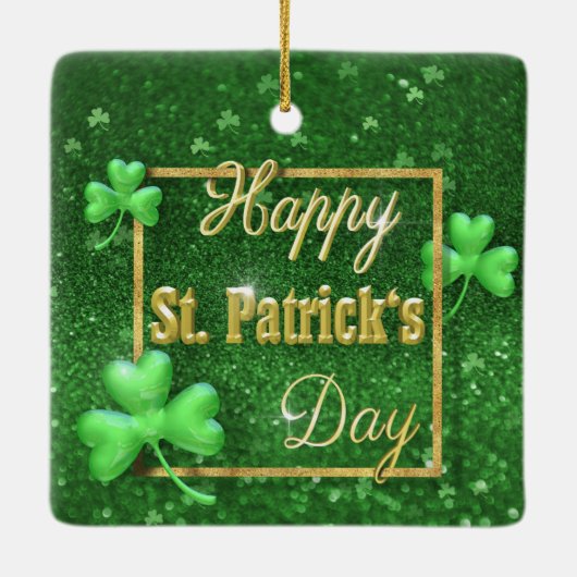 St. Patrick's Day Gold Shamrock Keramisch Ornament (Achterkant)