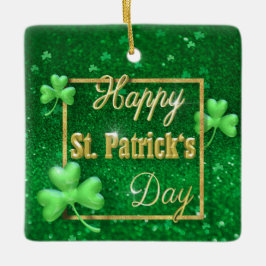 St. Patrick's Day Gold Shamrock Keramisch Ornament