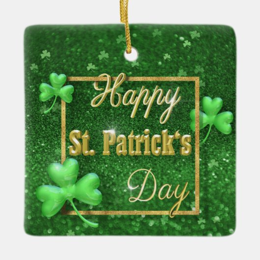 St. Patrick's Day Gold Shamrock Keramisch Ornament (Voorkant)