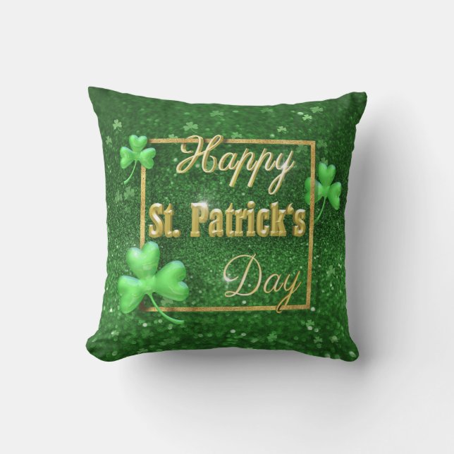 St. Patrick's Day Gold Shamrock Kussen (Voorkant)