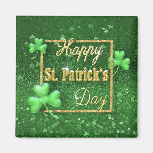 St. Patrick's Day Gold Shamrock Magneet (Voorkant)