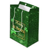 St. Patrick's Day Gold Shamrock Medium Cadeauzakje (Achterkant Gekanteld)