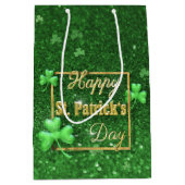 St. Patrick's Day Gold Shamrock Medium Cadeauzakje (Voorkant)