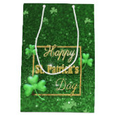 St. Patrick's Day Gold Shamrock Medium Cadeauzakje (Achterkant)