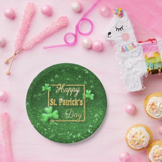 St. Patrick's Day Gold Shamrock Papieren Bordje (Feest)