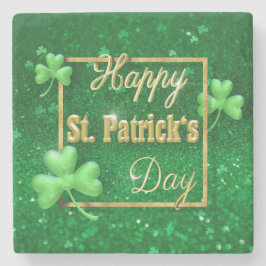 St. Patrick's Day Gold Shamrock Stenen Onderzetter