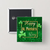 St. Patrick's Day Gold Shamrock Vierkante Button 5,1 Cm (Voorkant /achterkant)