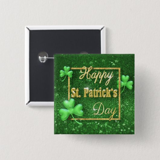 St. Patrick's Day Gold Shamrock Vierkante Button 5,1 Cm (Voorkant /achterkant)